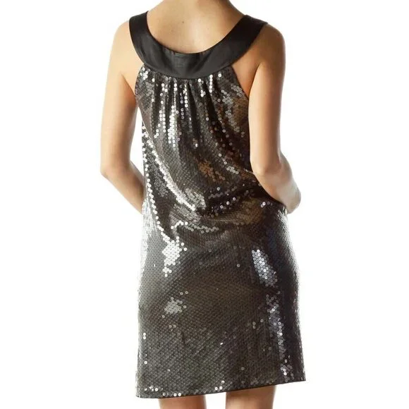 LaROK Silver Black Ribbon Neckline Cocktail Dress - Picture 3 of 3